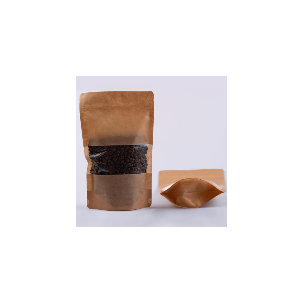 Pungă Doypack cu zip și fereastră 750 g, nature