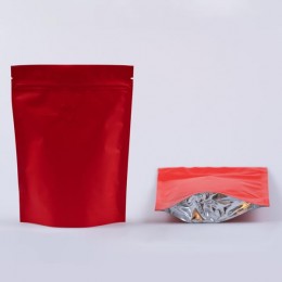 Pungă Doypack cu zip și valvă 1100 g, roșu mat