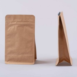 Flat Bottom cu zip și valvă 500 g, culoare nature