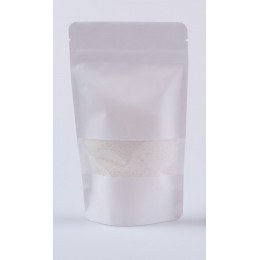 Pungă Doypack cu zip și fereastră 1500 g, alba