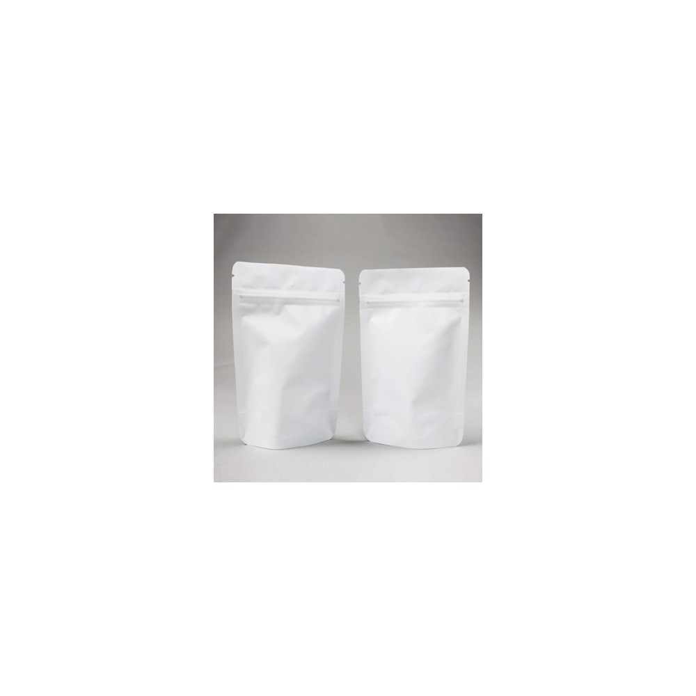 Pungă Doypack cu zip și valvă 750 g, alb mat