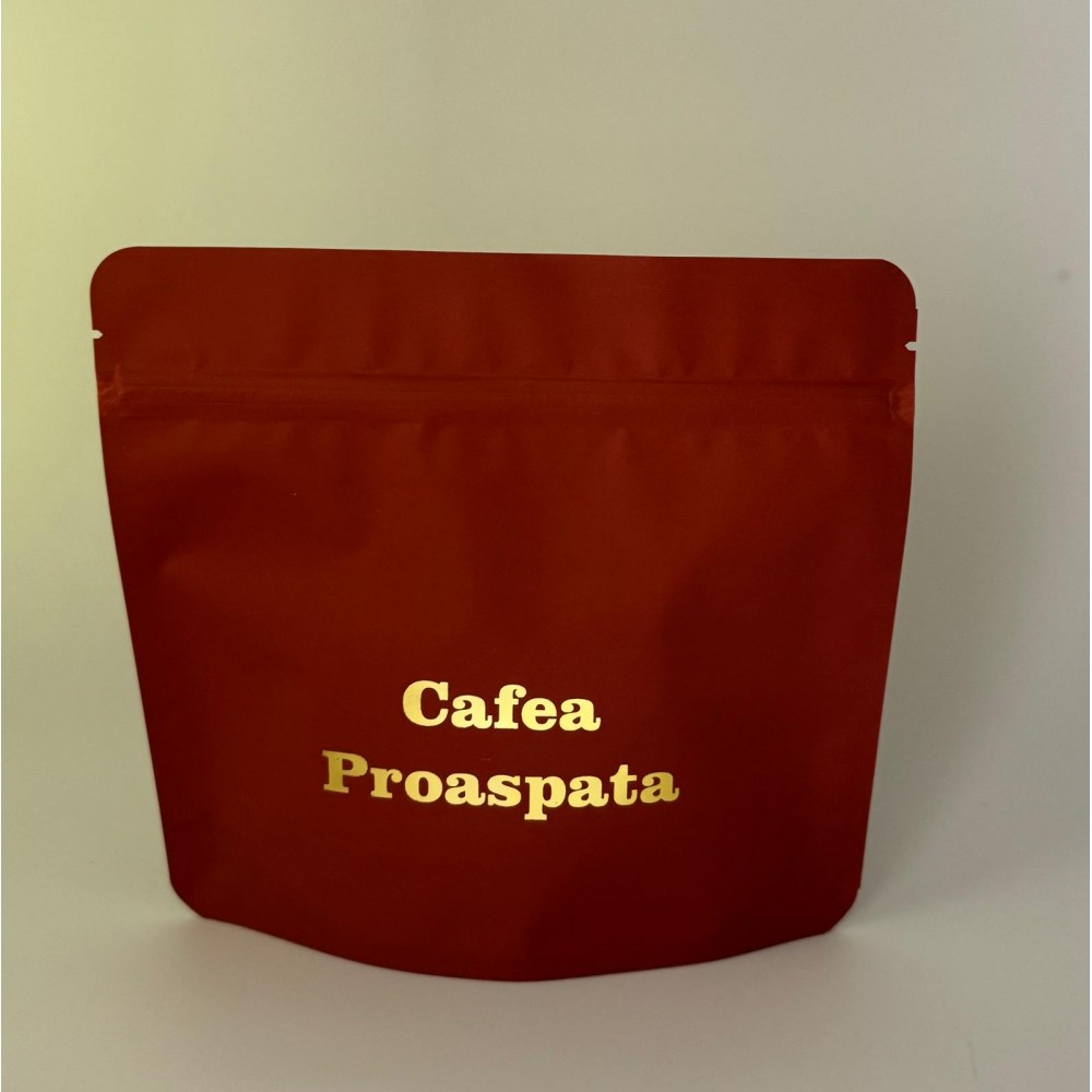 Pungă Doypack cu zip 250 g, cărămiziu soft touch