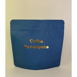 Pungă Doypack cu zip 250 g, albastru soft touch