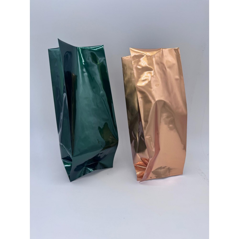 Pungă cu pliu lateral 250 g, verde metalizat