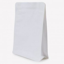 Flat Bottom cu zip și valvă 250 g, hârtie albă