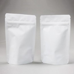 Pungă Doypack cu zip și valvă 100 g, alb mat